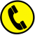 Ícono telefónico amarillo con auricular negro